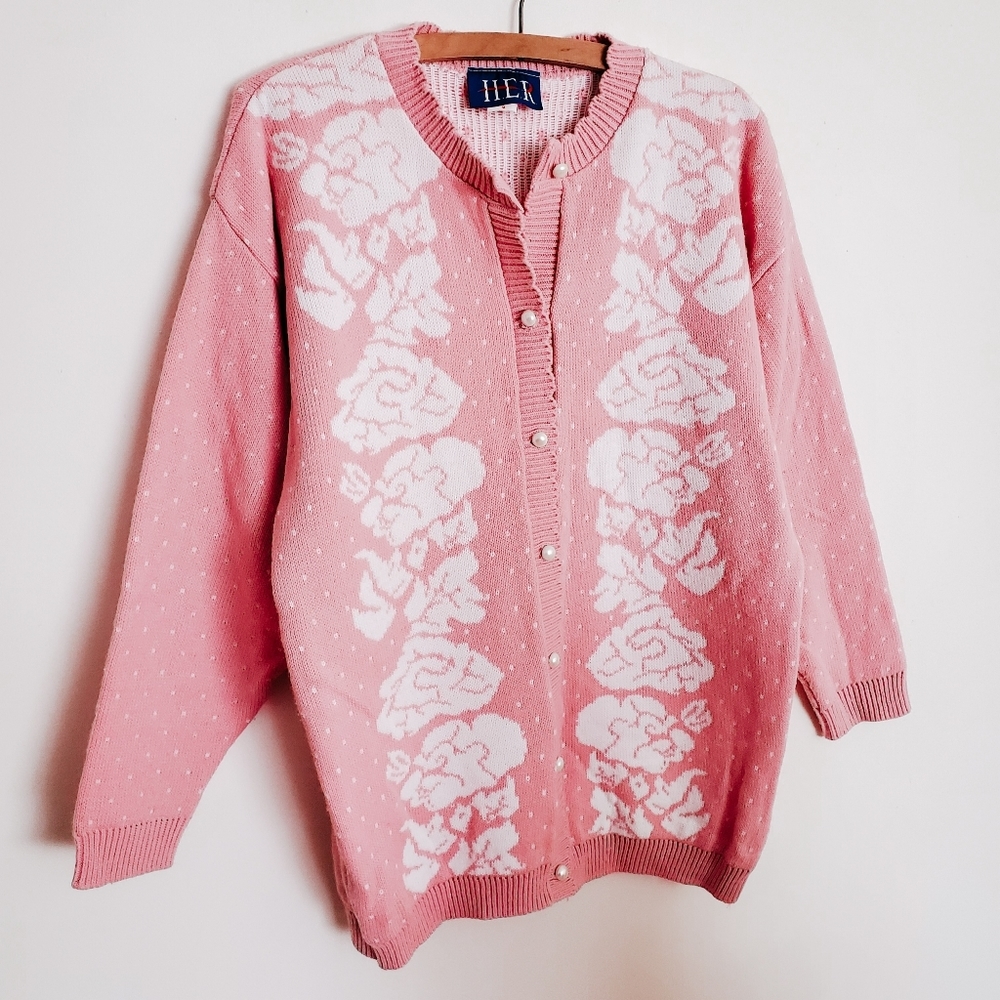 Vintage faux pearl button cardigan - Picture 2 of 6